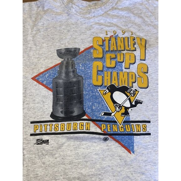 Vintage 1991 Salem Sportswear Pittsburgh Penguins 1991 Stanley Cup Champs Shirt - Picture 2 of 4